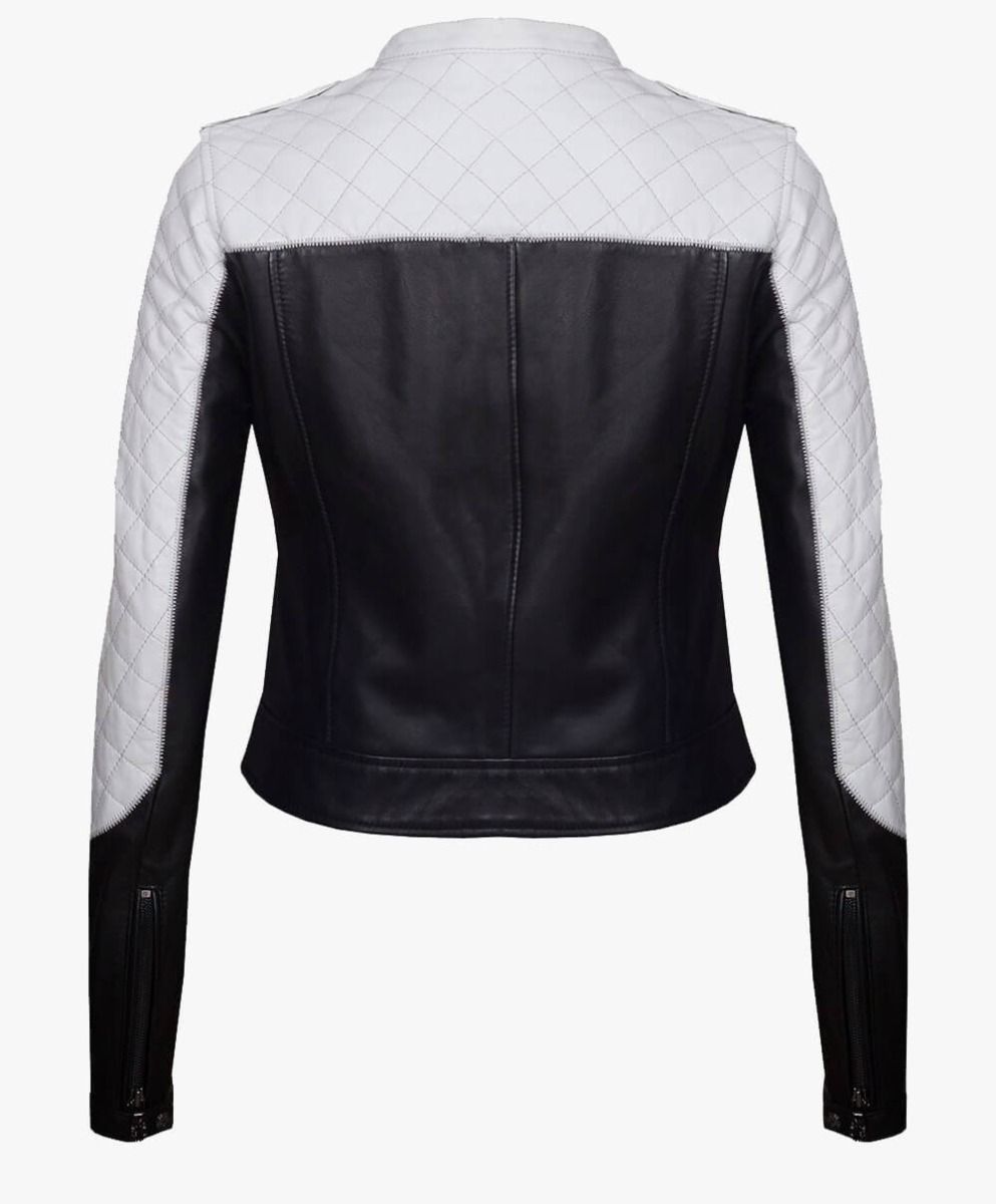 MONOCHROME LEATHER BIKER JACKET - RICA Ladies Biker Jacket My Store