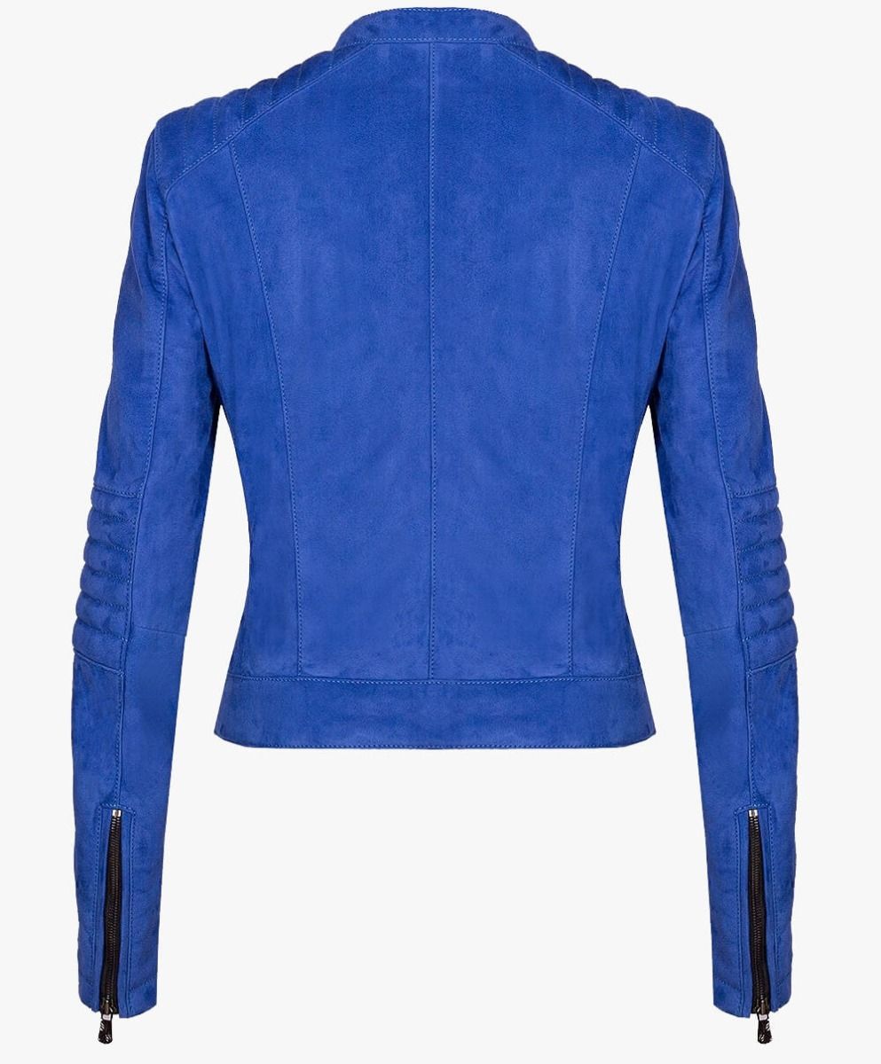 SUEDE LEATHER JACKET LAPIS BLUE - RICA Ladies Classic Jacket My Store