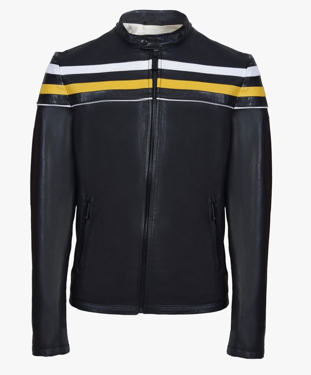 LEATHER JACKET WITH COMBINATION STRIPES - RICA Boys Jackets My Store