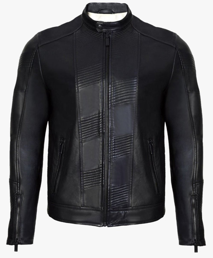 LEATHER JACKET WITH SHOW STITCHES