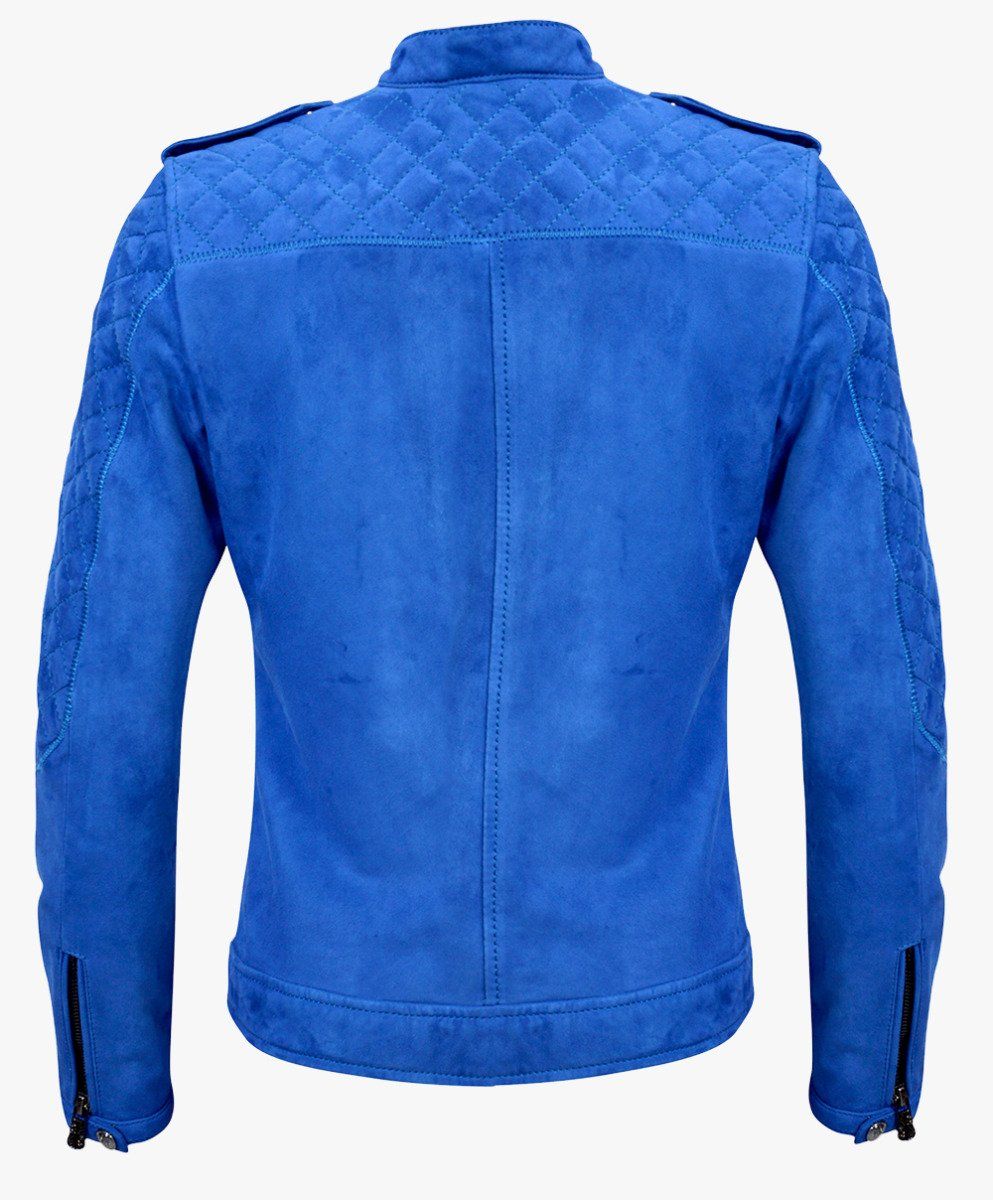 SUEDE LEATHER JACKET LAPIS BLUE - RICA GIRLS JUNIOR My Store