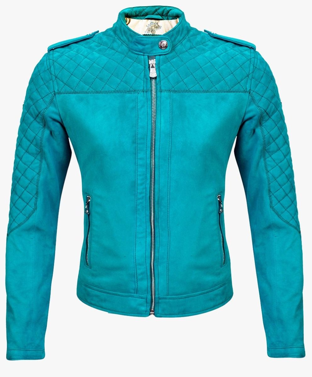 SUEDE LEATHER JACKET PEACOCK - RICA GIRLS JUNIOR My Store
